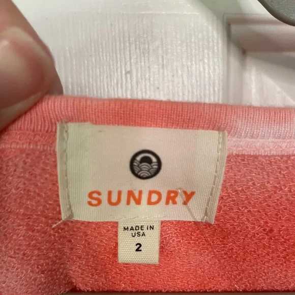 Sundry Sweatshirt Crew Neck Pullover in Pink Apricot Tie Dye Size Medium NWT - Picture 4 of 5